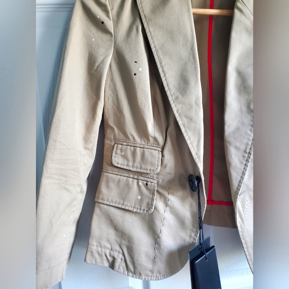 Dsquared2 Womens Cotton Beige Paint Splatter Long Sleeve Jacket Blazer Size 40 - Picture 6 of 15